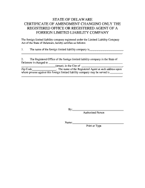 Certificate of Amendment for Delaware LLC