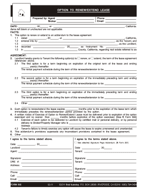 California Lease Renewal Option Addendum