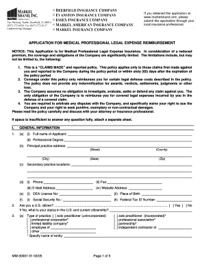 Medical Professional Legal Expense Reimbursement Application