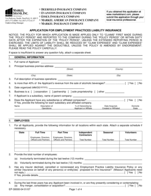 Employment Practices Liability Insurance Application