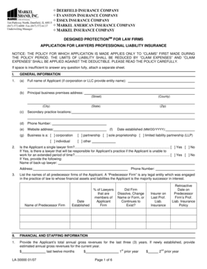 Lawyers Professional Liability Insurance Application