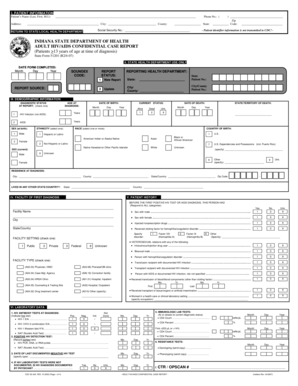 Indiana Adult HIV/AIDS Confidential Case Report