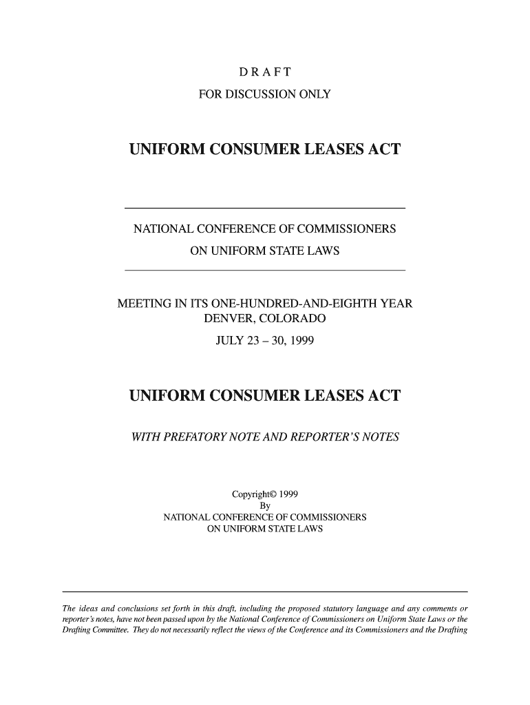Fillable Online uniformlaws Annual Meeting 1999 Draft Uniform Law