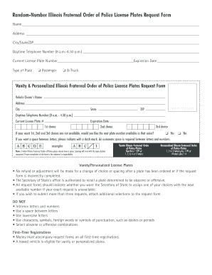Illinois Fraternal Order of Police License Plates Request Form