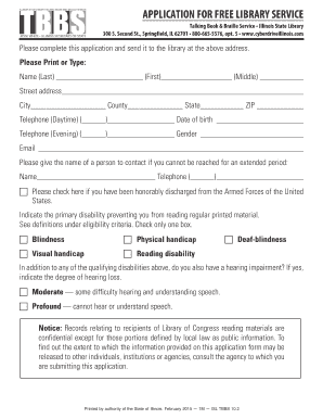 Illinois Free Library Service Application