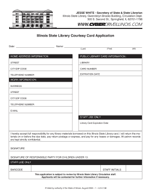 Illinois State Library Courtesy Card Application
