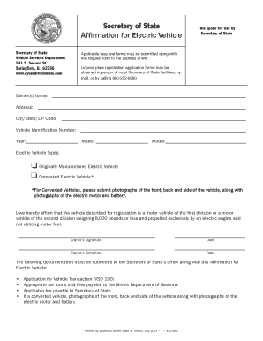 Illinois Electric Vehicle Affirmation Form
