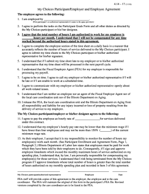My Choices Participant Employer and Employee Agreement
