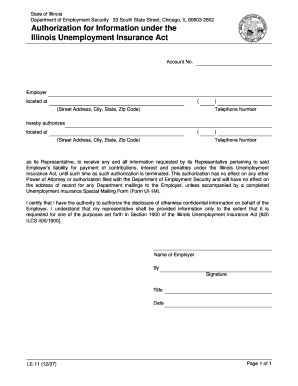 Illinois Unemployment Insurance Authorization Form