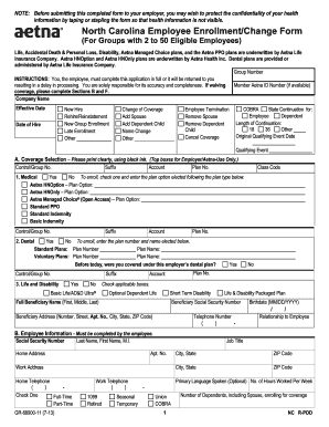 North Carolina Employee Enrollment/Change Form