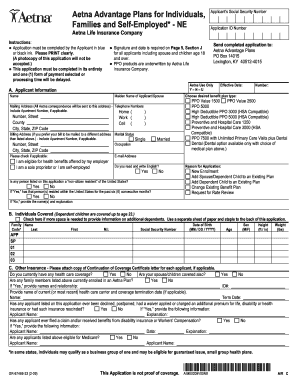 Aetna Advantage Plans Application