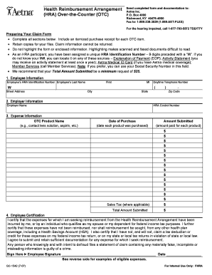 Health Reimbursement Arrangement Claim Form