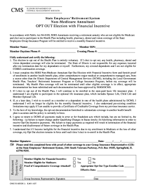Illinois Non-Medicare Annuitant Opt Out Election with Financial Incentive