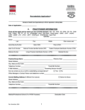 Healthcare Practitioner Credentialing Application