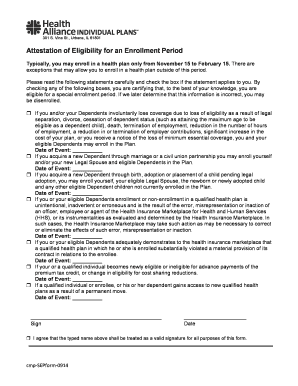 Attestation of Eligibility for Special Enrollment Period