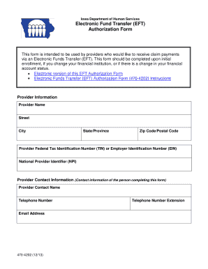 electronic funds transfer authorization form