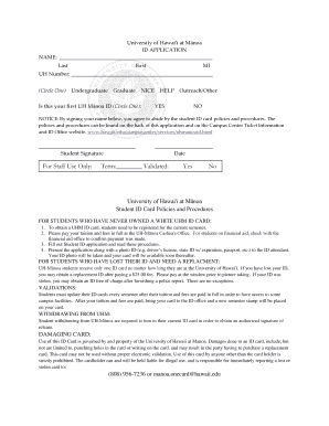 University of Hawai'i at Mānoa Student ID Application
