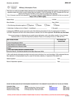 Military Information Form 2014-15