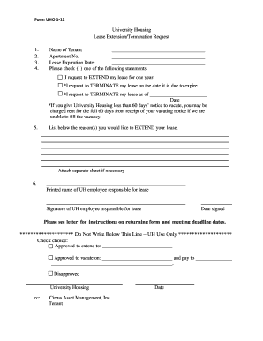 Lease extension agreement pdf - Form uho 1-12 - lease extension/termination request - University of ... - hawaii