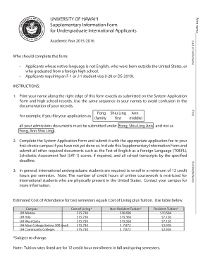 University of Hawaii International Applicant Form