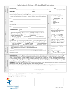 Authorization for Disclosure of Protected Health Information