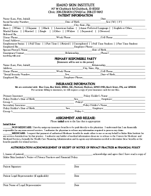 Idaho Skin Institute Patient Information Form