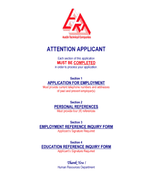 Application for Employment Form