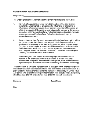 Certification Regarding Lobbying