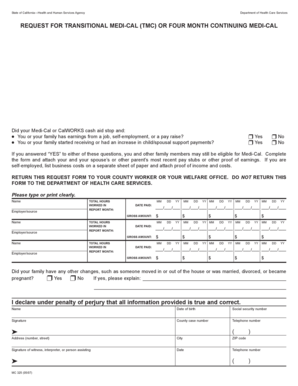 California Transitional Medi-Cal Request Form