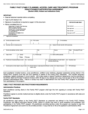California Family PACT Practitioner Participation Agreement