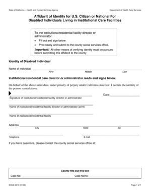 Affidavit of Identity for Disabled Individuals