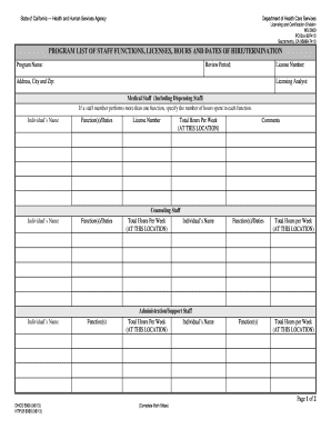 California DHCS Staff Licensing Form