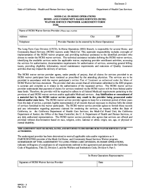 California HCBS Waiver Service Provider Agreement