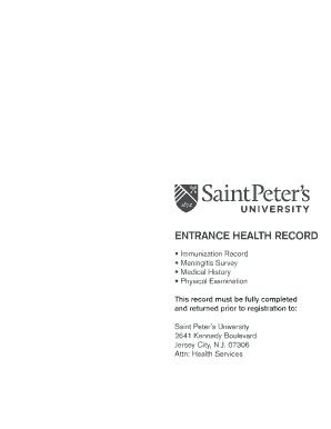 Entrance Health Record Form