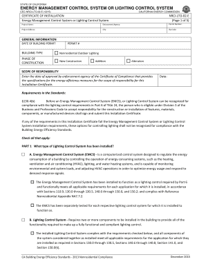 California Energy Management Control System Certificate
