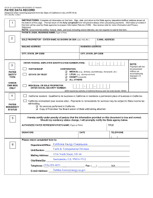 California Vendor Data Record STD-204