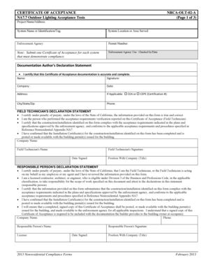 Certificate of Acceptance NRCA-OLT-02-A