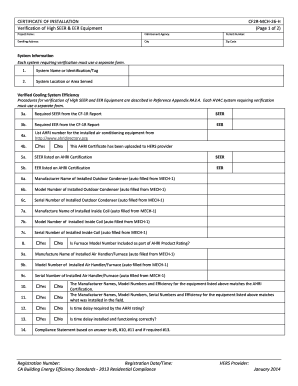 Certificate of Installation CF2R-MCH-26-H