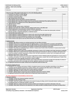 California Lighting Installation Certificate