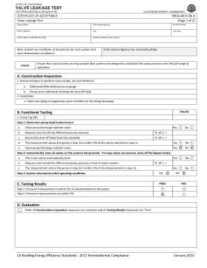 California Valve Leakage Test Certificate