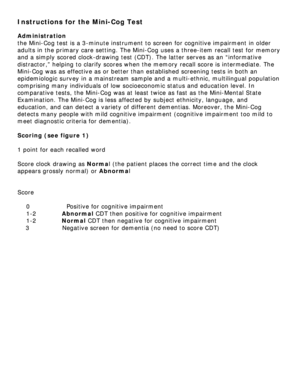 Mini-Cog Test Instructions