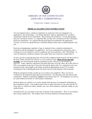 US Immigrant Visa Medical Examination Instructions