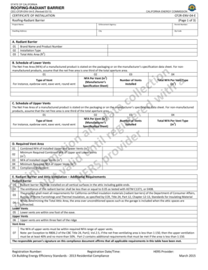 California Roofing-Radiant Barrier Certificate