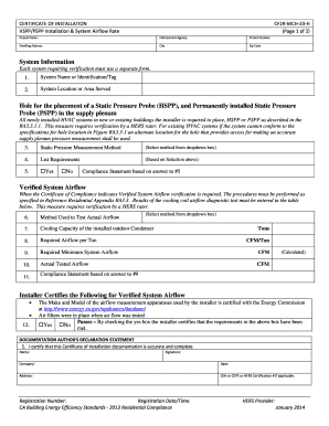 Certificate of Installation CF2R-MCH-23-H