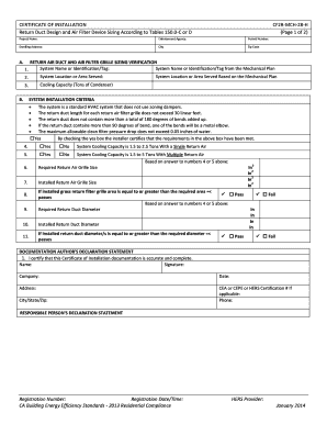 Certificate of Installation CF2R-MCH-28-H
