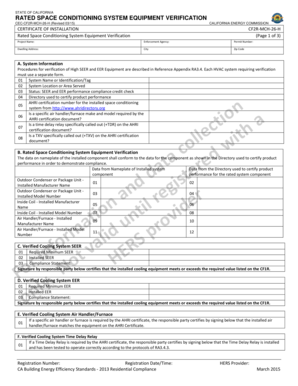 California HVAC Equipment Verification Form