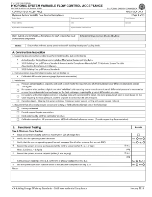 California Hydronic System Variable Flow Control Acceptance