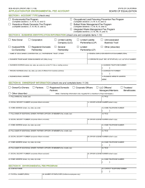California Environmental Fee Account Application