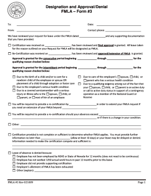 FMLA Leave Approval/Denial Form