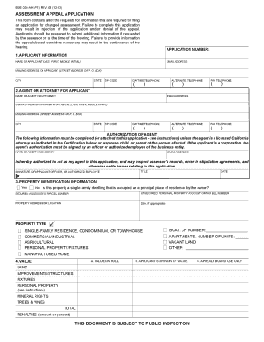 California Assessment Appeal Application